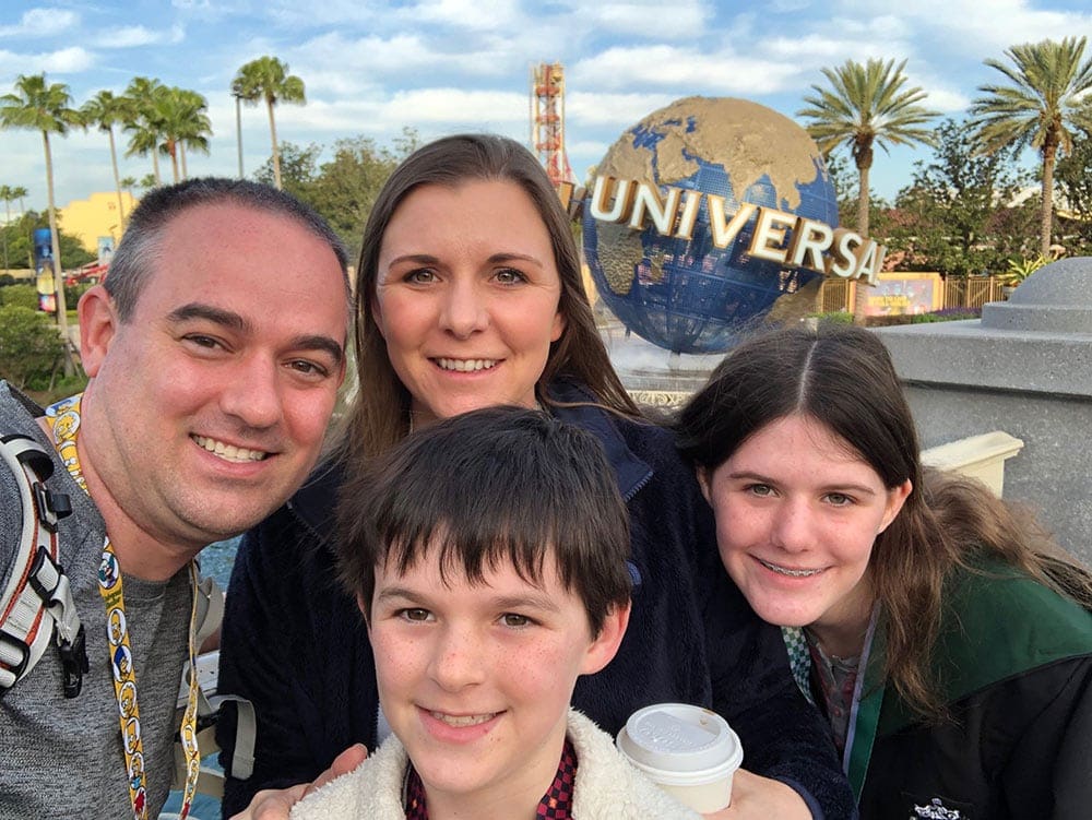 Family picture outside of Universal Studios Orlando