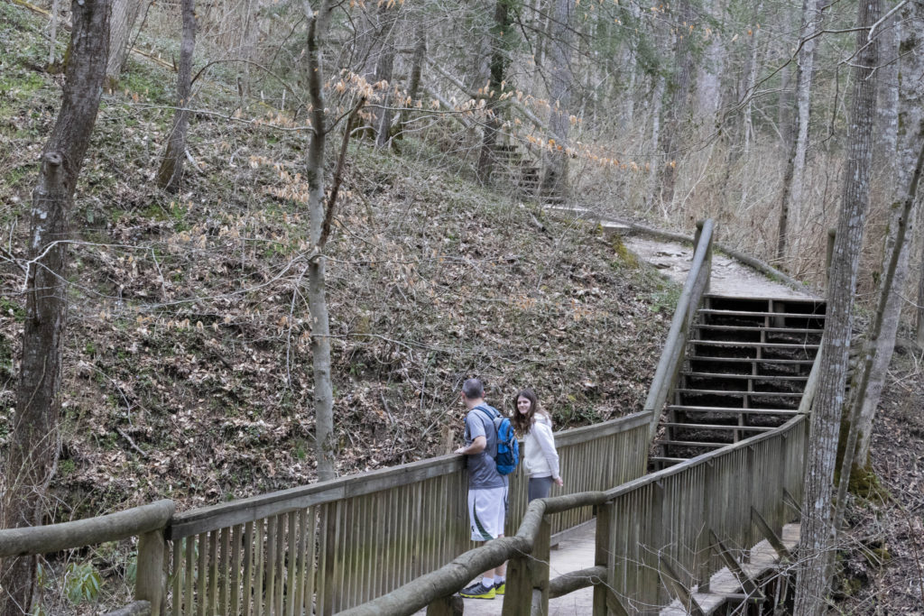 The trail to see Natural Bridge in Kentucky.