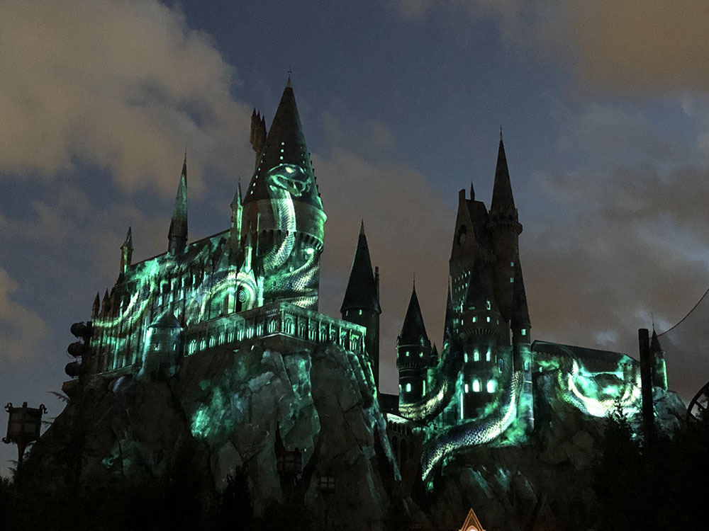 Light show on Hogwarts Castle at Universal Studios Florida