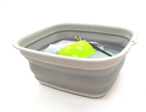 collapsible bin for washing dishes while camping