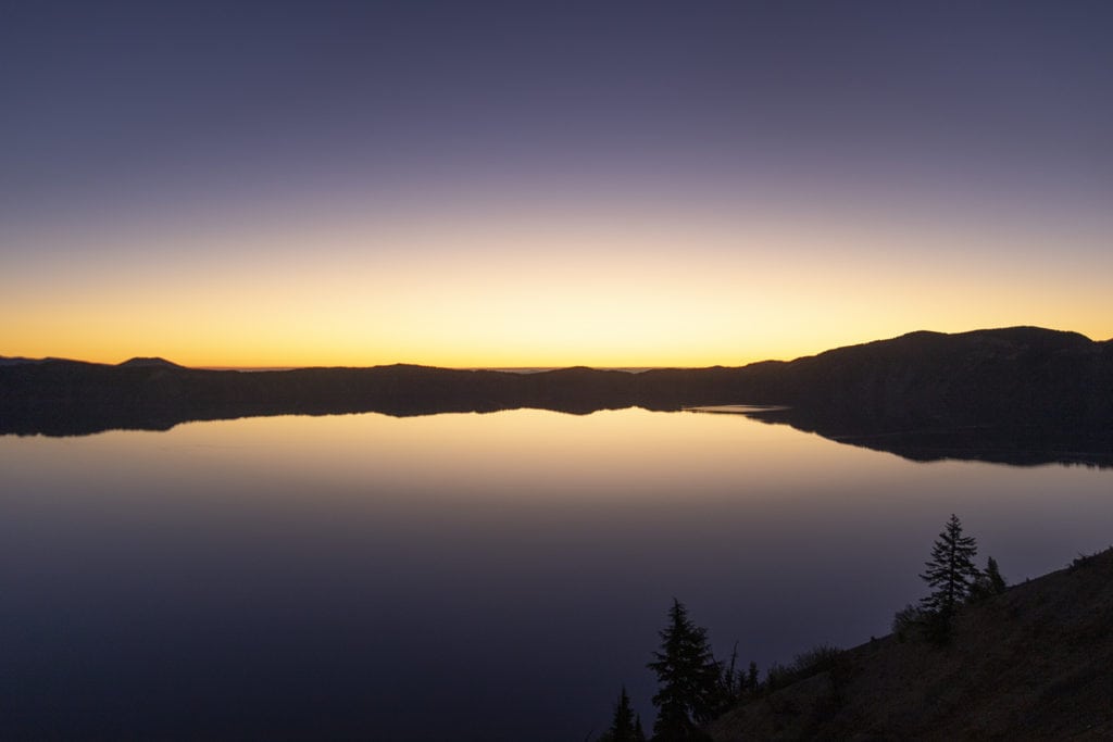 Crater Lake National Park at sunrise. 