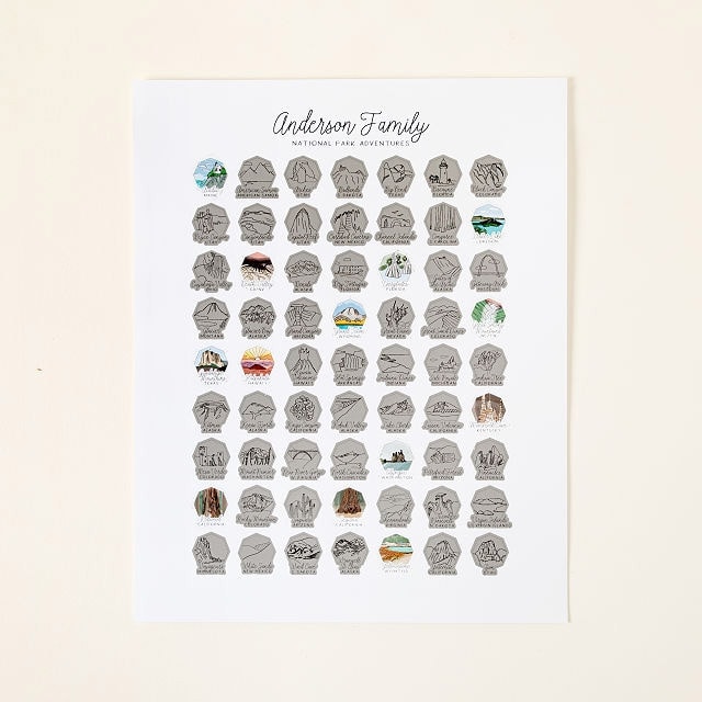 50+ Thoughtful Gifts for National Park Lovers national park scratch off poster