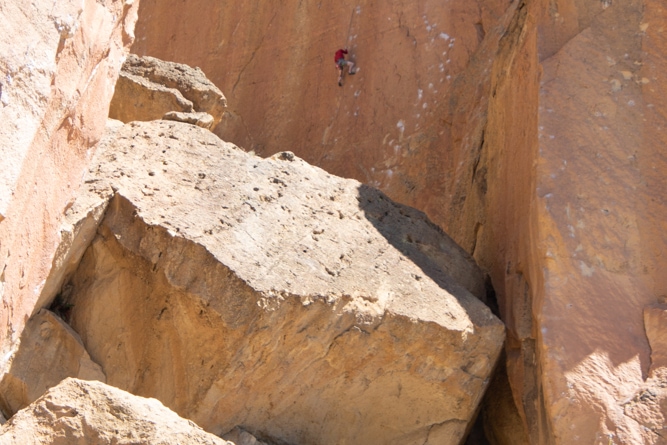 Watching rock climbers at Smith Rock State Park