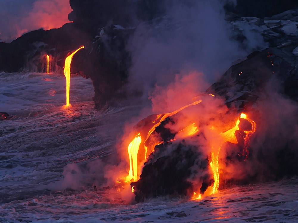 Hawaii volcanos erupting.