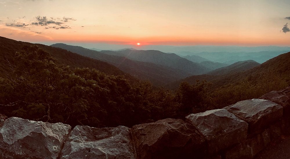 Shenandoah National Park view of sunset