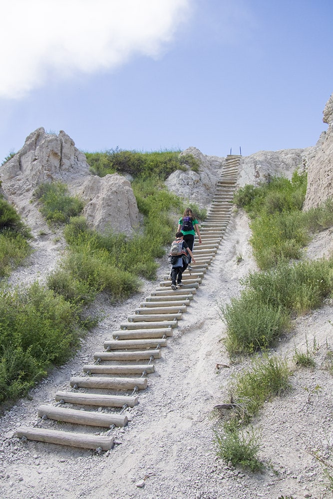 Notch Trail ladder. One of the best hikes in Badlands National Park.