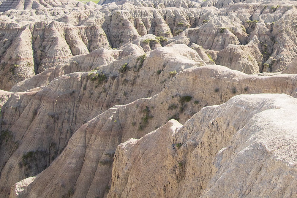 View of Badlands formations from door trail.