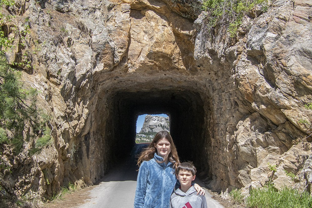 View of Mount Rushmore through a tunnel