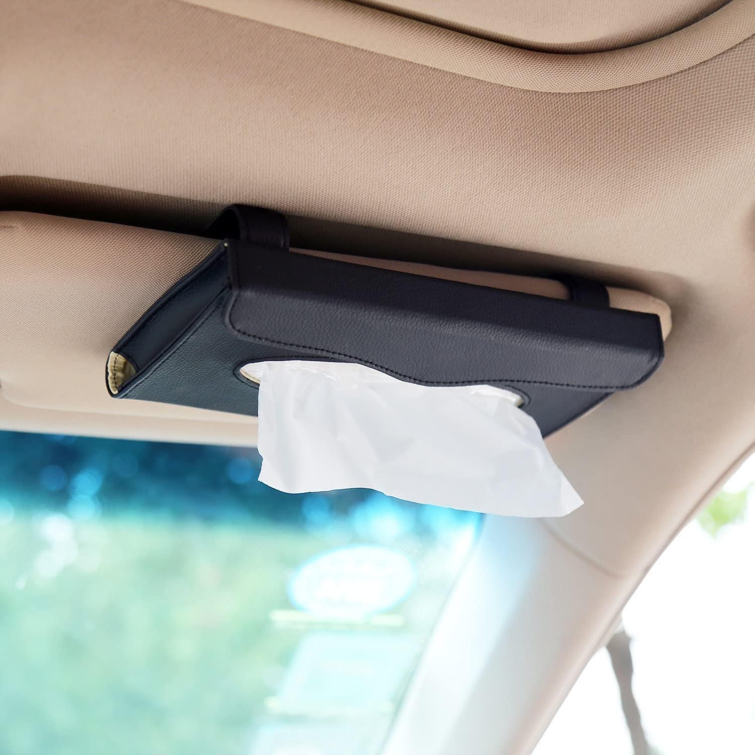 Visor tissue holder for cars. Perfect for road trips
