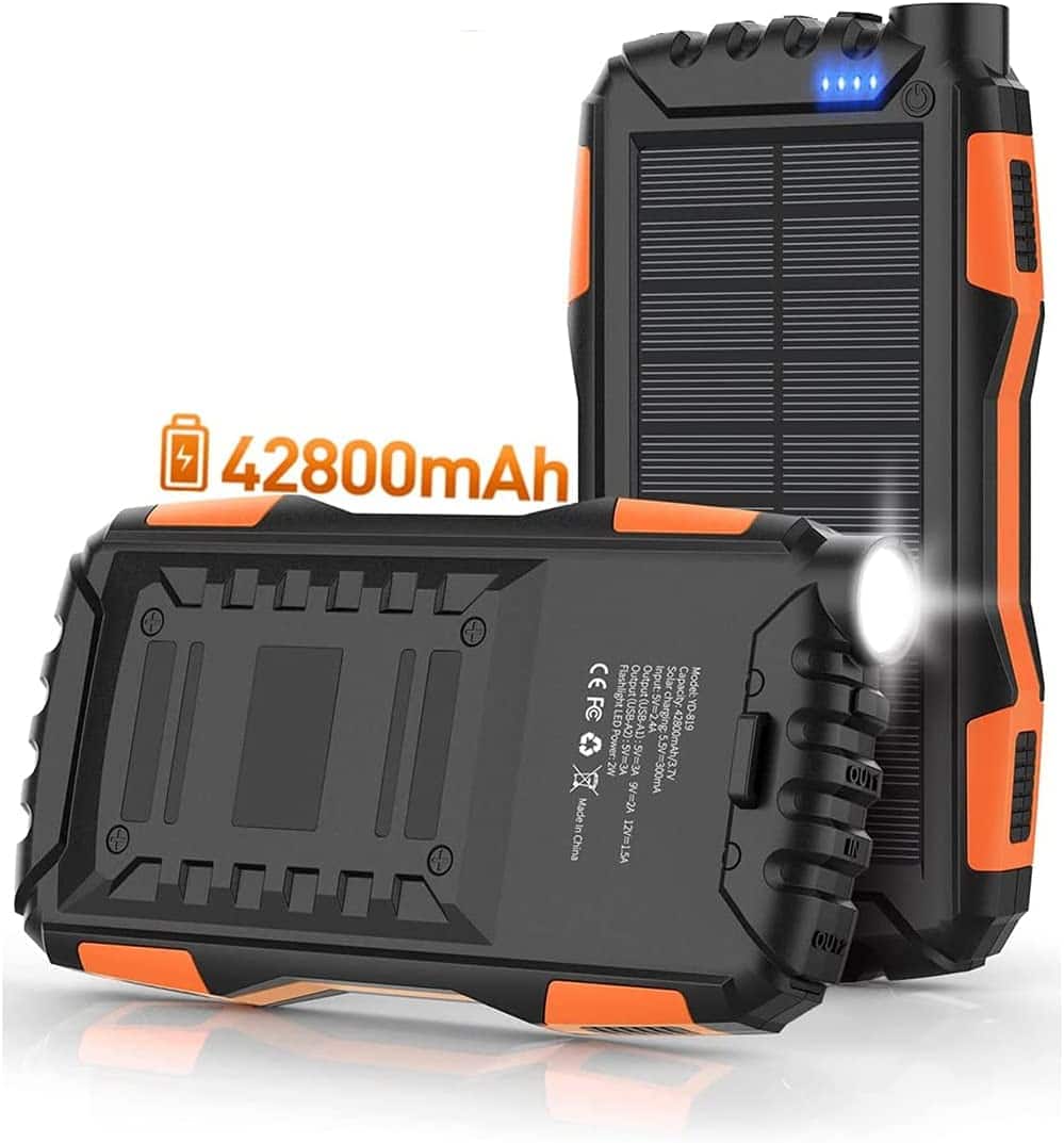 Solar power portable phone charger. 