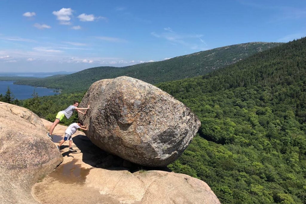 A view of the south bubble (large boulder on the edge of a mountain) in Acadia National Park.