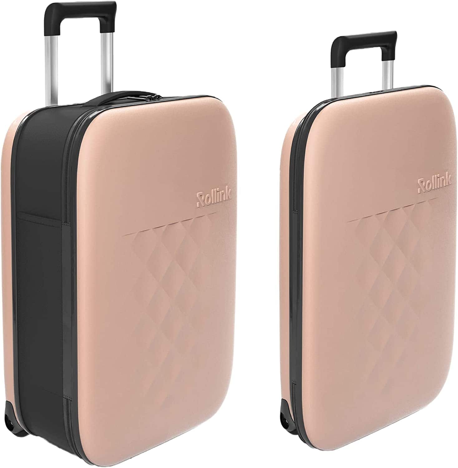 This carry on size suitcase collapses down to 2" thick. Making it easy to store when not in use.