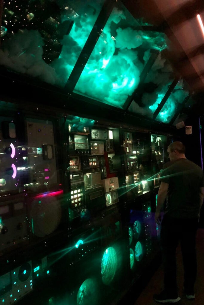 Inside a spaceship at Meow Wolf Denver.