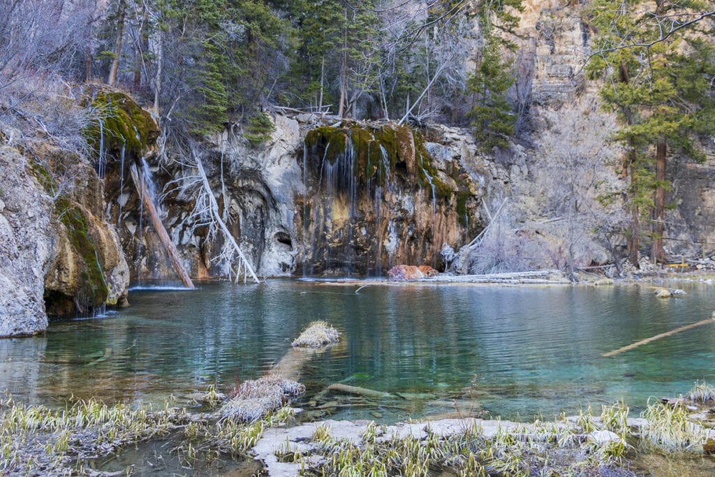 Another view of the beautiful Hanging Lake and it's blue water.