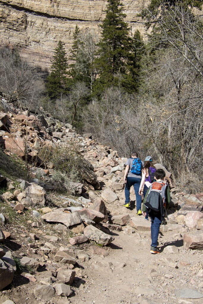 A picture showing the rocky trail of hanging lake.