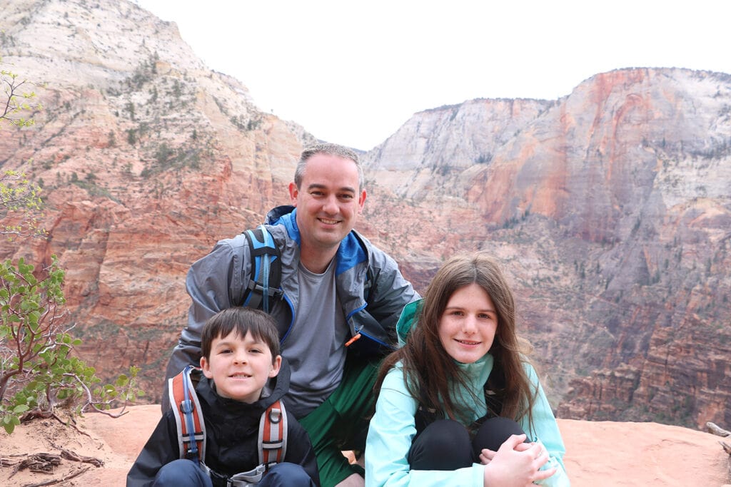 Family taking in the beautiful view of Zion National Park.