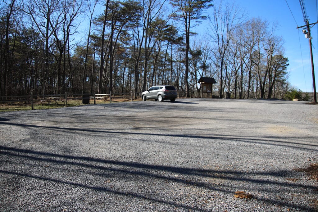 Desoto Falls Trailhead parking lot in Alabama.