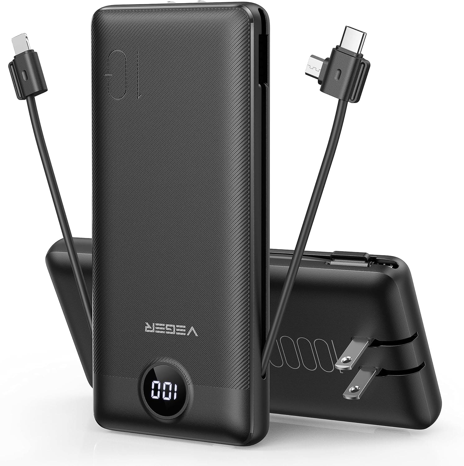 Portable Charger for iPhone with Built in Cables